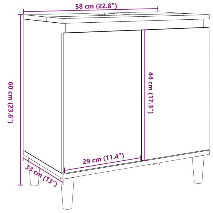 Armoire d'évier chêne artisanal 58x33x60 cm bois d'ingénierie - Photo n°10