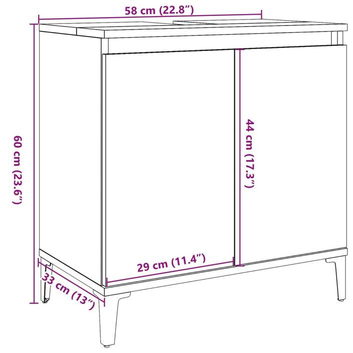 Armoire d'évier chêne artisanal 58x33x60 cm bois d'ingénierie - Photo n°10