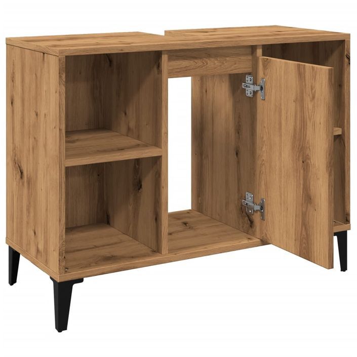 Armoire d'évier chêne artisanal 80x33x60 cm bois d'ingénierie - Photo n°6