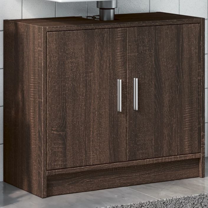 Armoire d'évier chêne marron 63x29x55 cm bois d'ingénierie - Photo n°1