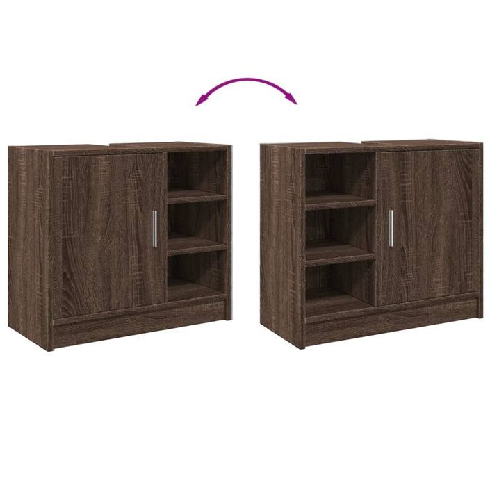 Armoire d'évier chêne marron 63x29x55 cm bois d'ingénierie - Photo n°8