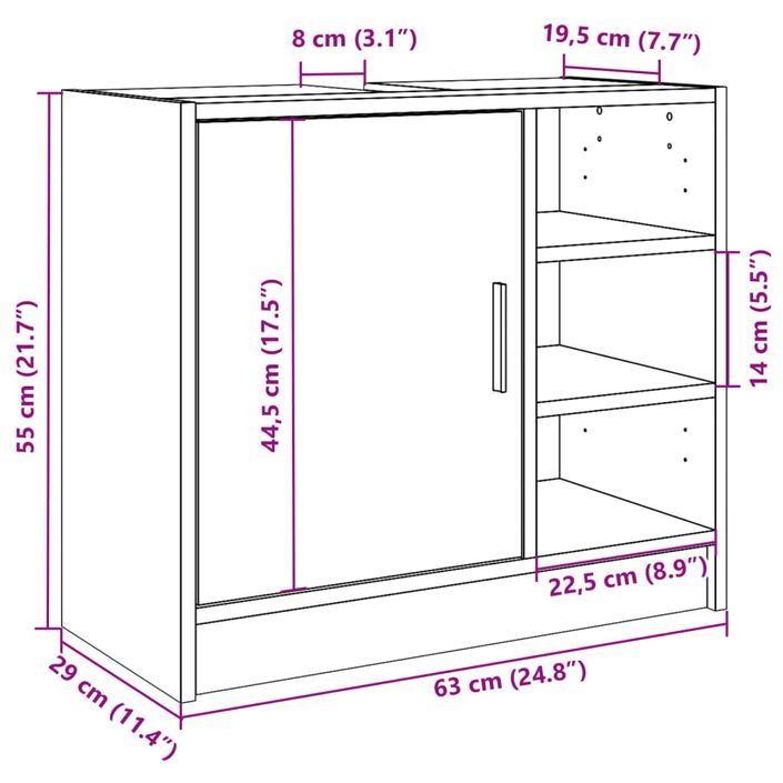 Armoire d'évier chêne marron 63x29x55 cm bois d'ingénierie - Photo n°11