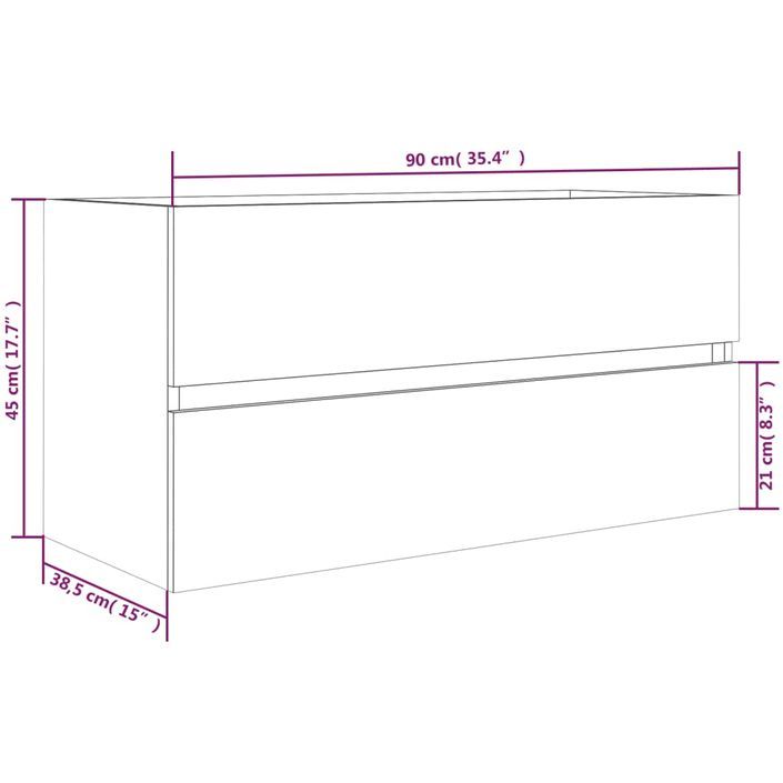 Armoire d'évier Chêne marron 90x38,5x45 cm Bois d'ingénierie - Photo n°9