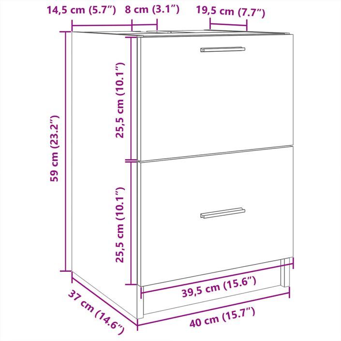 Armoire d'évier chêne sonoma 40x37x59 cm bois d'ingénierie - Photo n°11