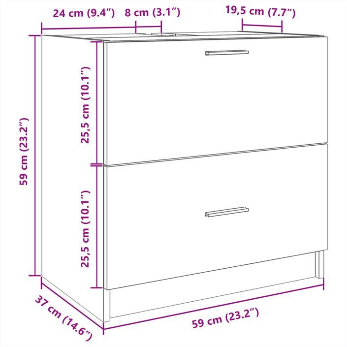 Armoire d'évier chêne sonoma 59x37x59 cm bois d'ingénierie - Photo n°11