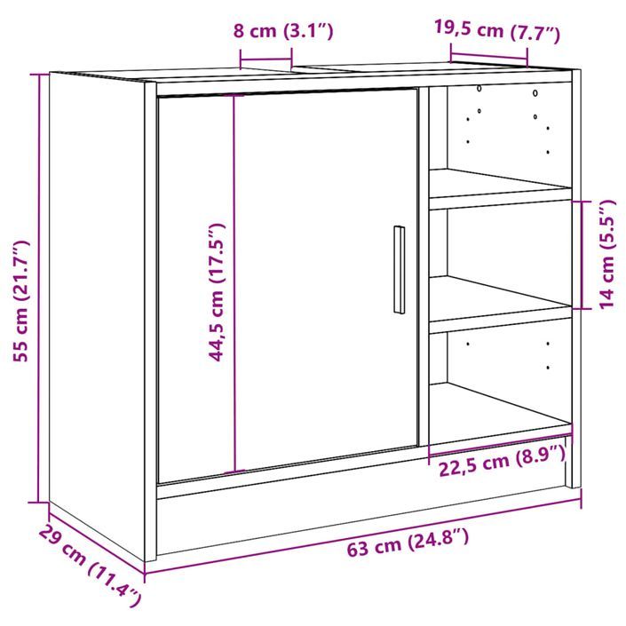 Armoire d'évier chêne sonoma 63x29x55 cm bois d'ingénierie - Photo n°11