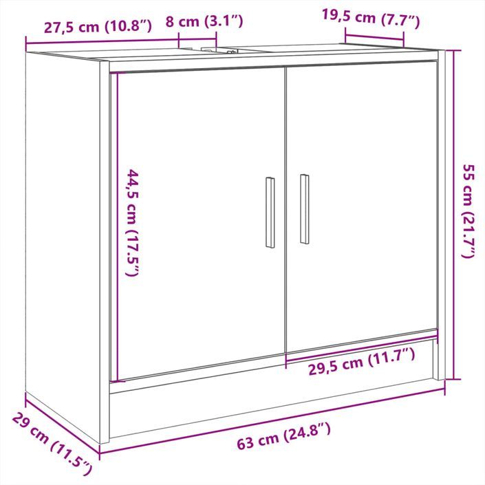 Armoire d'évier chêne sonoma 63x29x55 cm bois d'ingénierie - Photo n°11