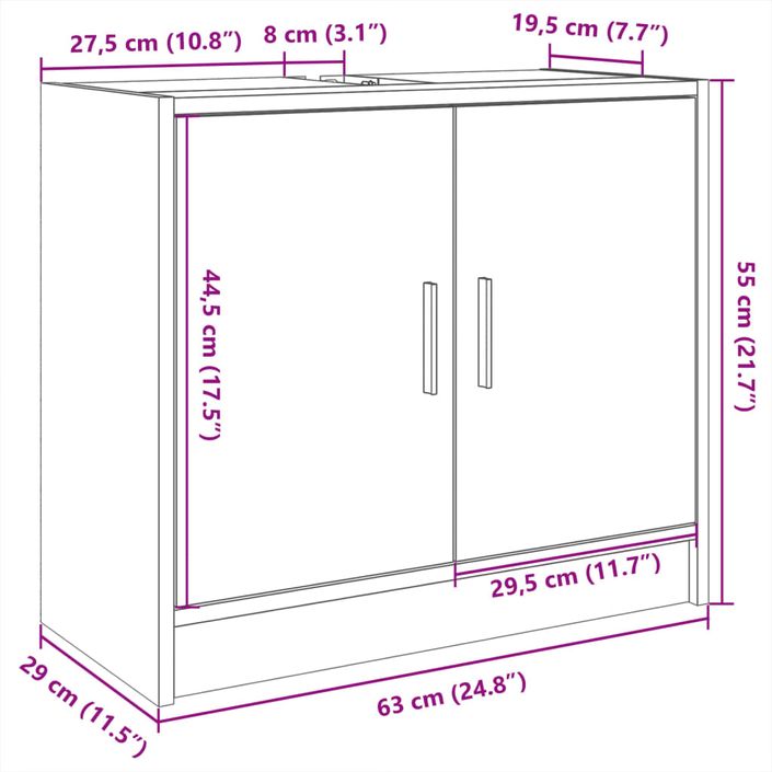 Armoire d'évier chêne sonoma 63x29x55 cm bois d'ingénierie - Photo n°11