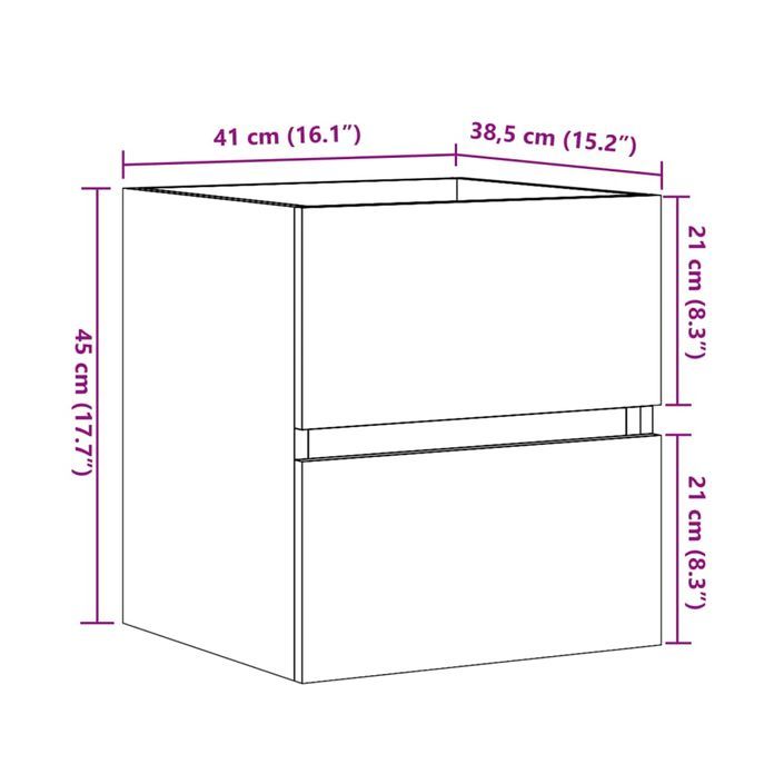 Armoire d'évier Gris béton 41x38,5x45 cm Bois d’ingénierie - Photo n°11