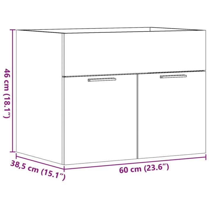 Armoire d'évier Gris béton 60x38,5x46 cm - Photo n°11