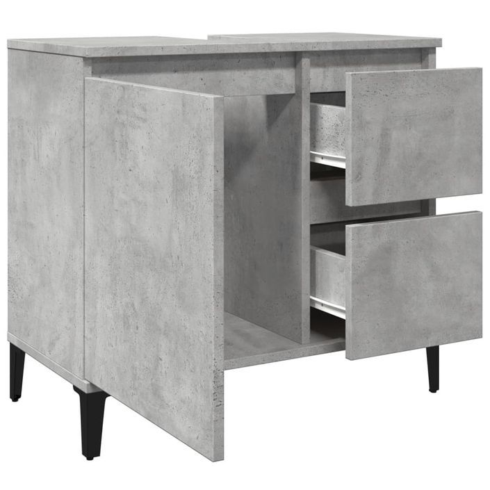 Armoire d'évier gris béton 65x33x60 cm bois d'ingénierie - Photo n°5