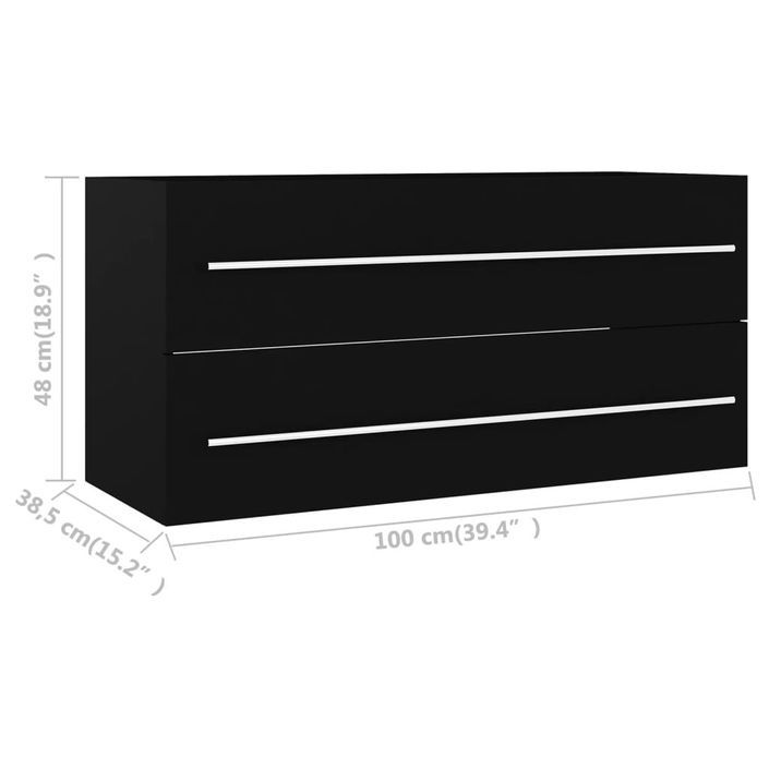 Armoire d'évier Noir 100x38,5x48 cm - Photo n°7