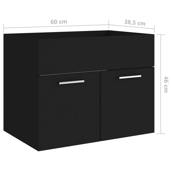 Armoire d'évier Noir 60x38,5x46 cm - Photo n°8