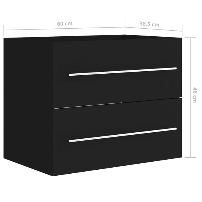 Armoire d'évier Noir 60x38,5x48 cm - Photo n°8