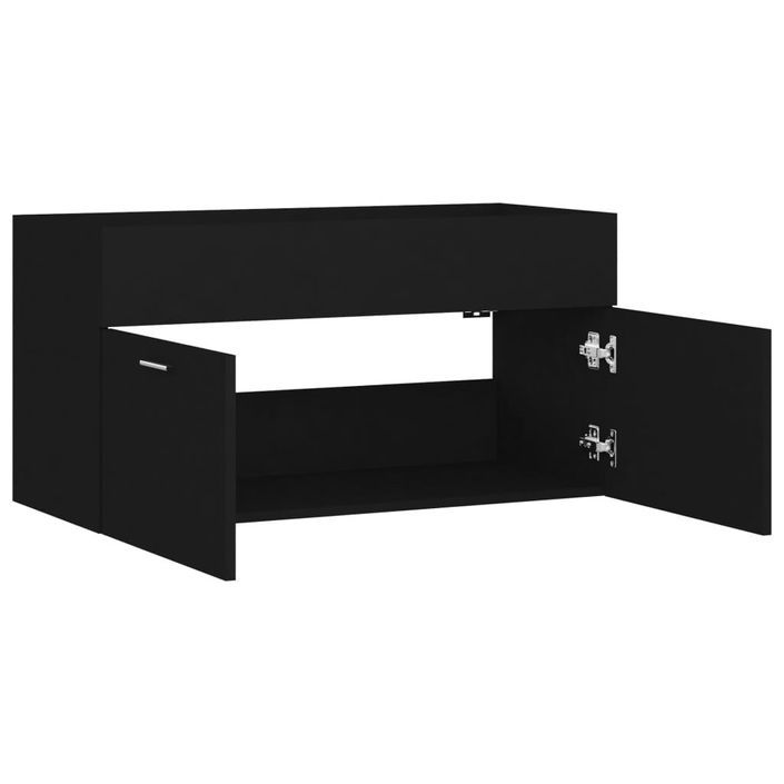 Armoire d'évier Noir 90x38,5x46 cm - Photo n°7