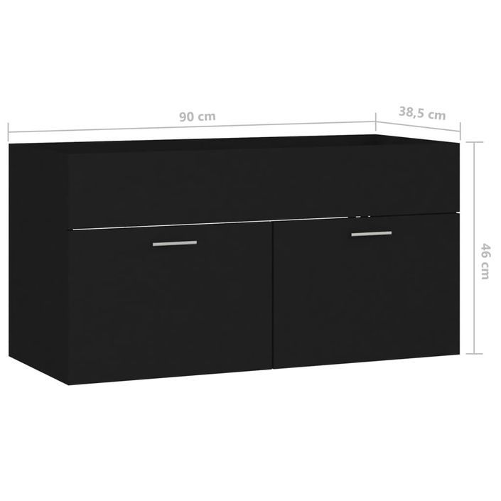 Armoire d'évier Noir 90x38,5x46 cm - Photo n°8