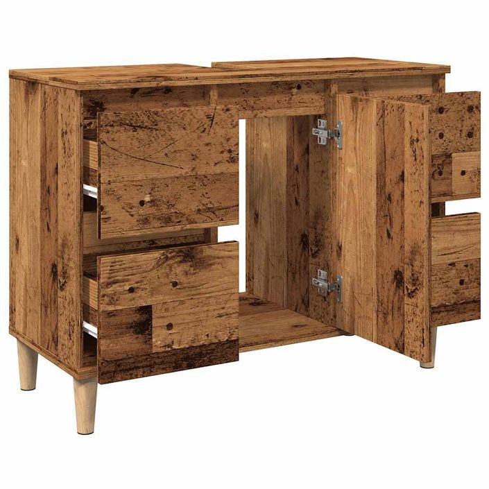 Armoire d'évier vieux bois 80x33x60 cm bois d'ingénierie - Photo n°5