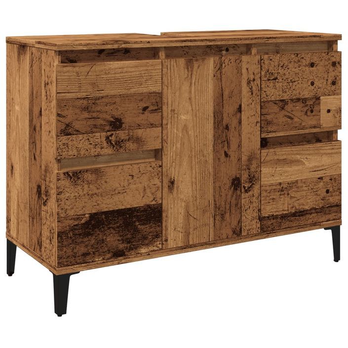 Armoire d'évier vieux bois 80x33x60 cm bois d'ingénierie - Photo n°2