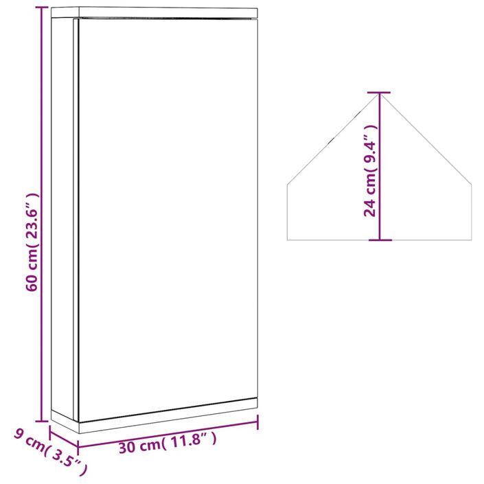 Armoire de bain à miroir d'angle blanc 30x24x60 cm - Photo n°9