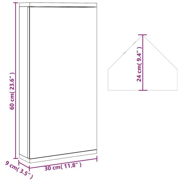 Armoire de bain à miroir d'angle chêne 30x24x60 cm - Photo n°9