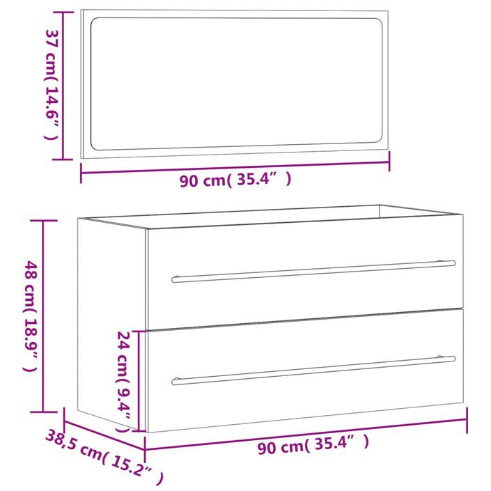 Armoire de bain avec miroir chêne sonoma bois d'ingénierie - Photo n°10