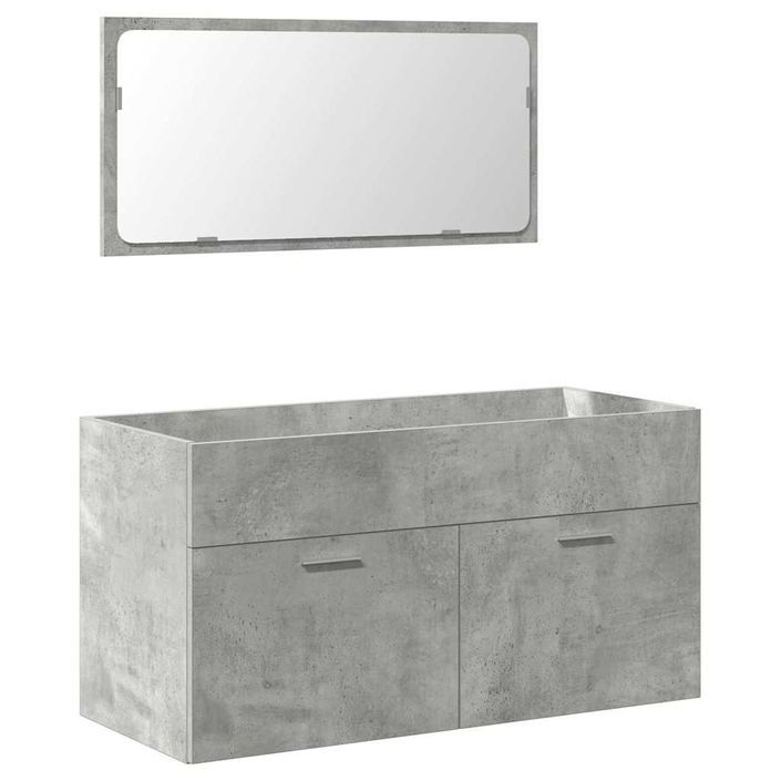 Armoire de bain avec miroir gris béton bois d'ingénierie - Photo n°2