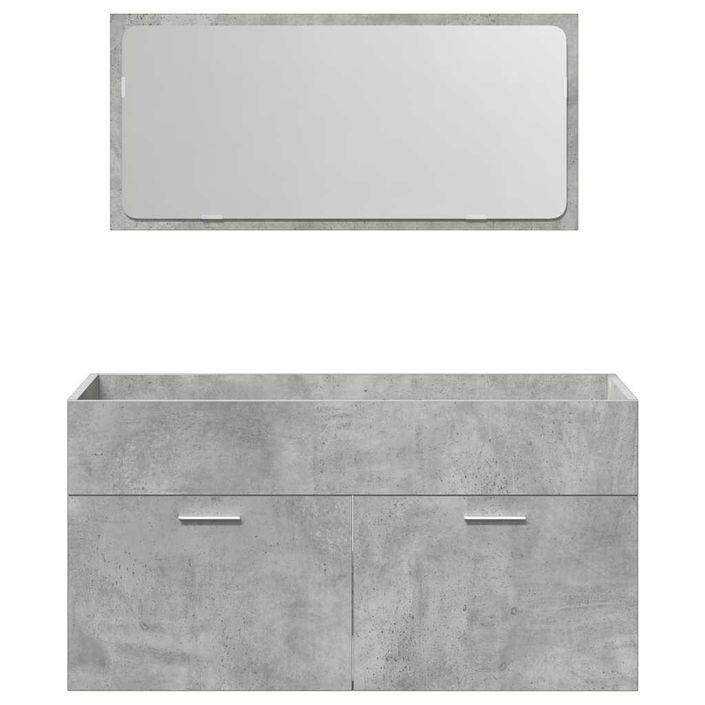 Armoire de bain avec miroir gris béton bois d'ingénierie - Photo n°4