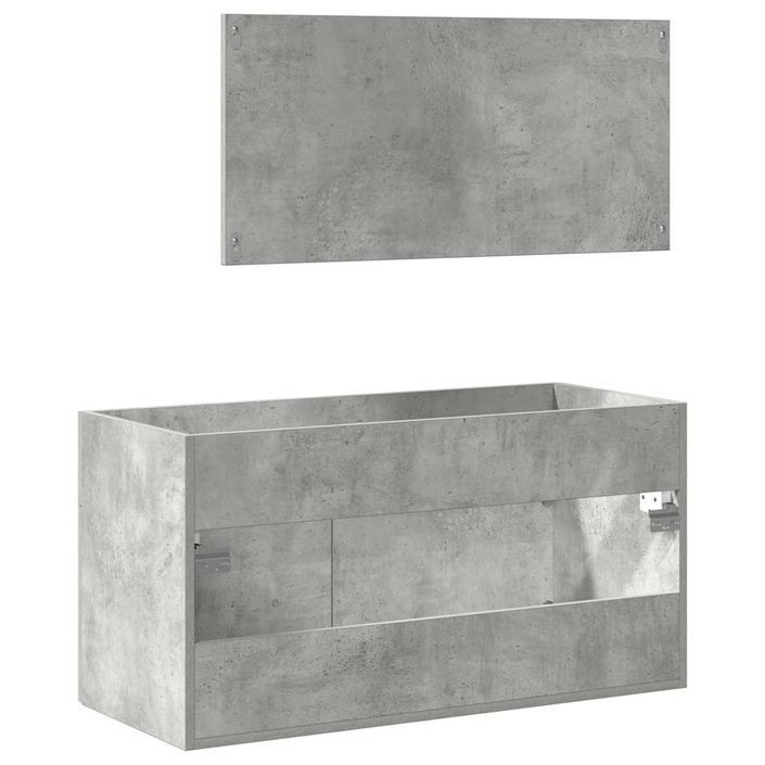 Armoire de bain avec miroir gris béton bois d'ingénierie - Photo n°6