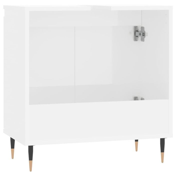 Armoire de bain blanc brillant 58x33x60 cm bois d'ingénierie - Photo n°7