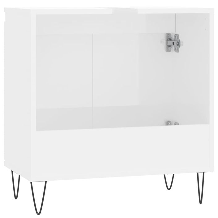 Armoire de bain blanc brillant 58x33x60 cm bois d'ingénierie - Photo n°7