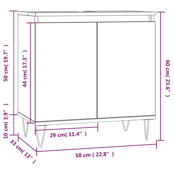 Armoire de bain blanc brillant 58x33x60 cm bois d'ingénierie - Photo n°10