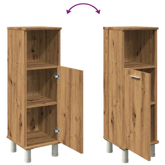 Armoire de bain chêne artisanal 30x30x95 cm bois d'ingénierie - Photo n°8