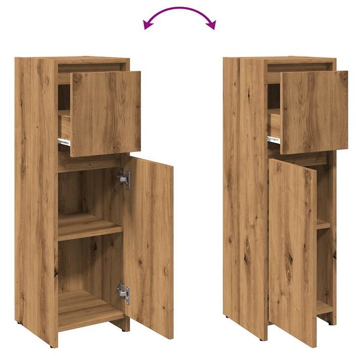 Armoire de bain chêne artisanal 30x30x95 cm bois d'ingénierie - Photo n°8