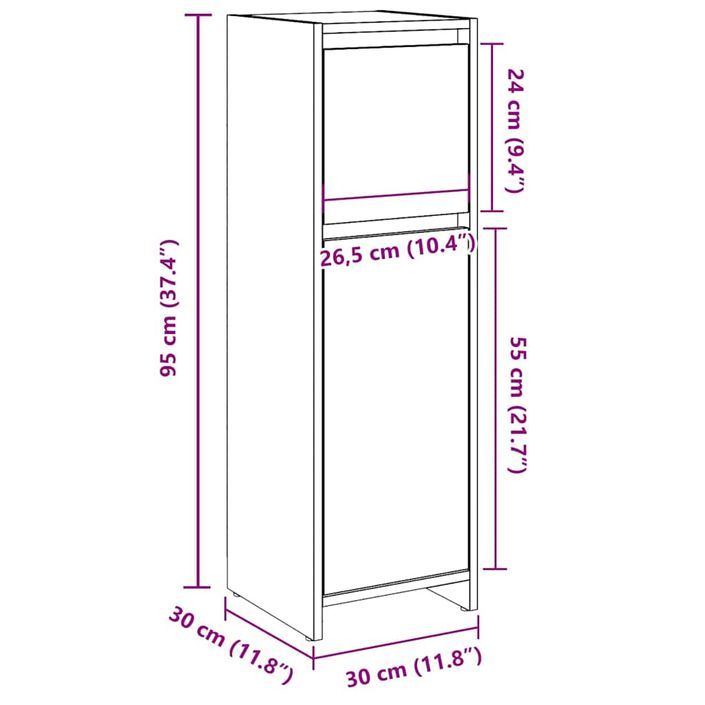 Armoire de bain chêne artisanal 30x30x95 cm bois d'ingénierie - Photo n°11