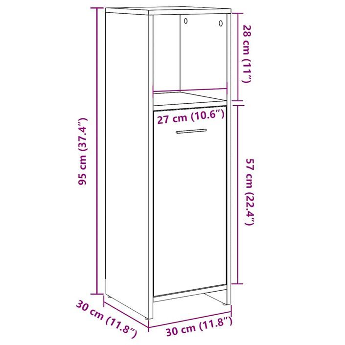 Armoire de bain chêne artisanal 30x30x95 cm bois d'ingénierie - Photo n°10