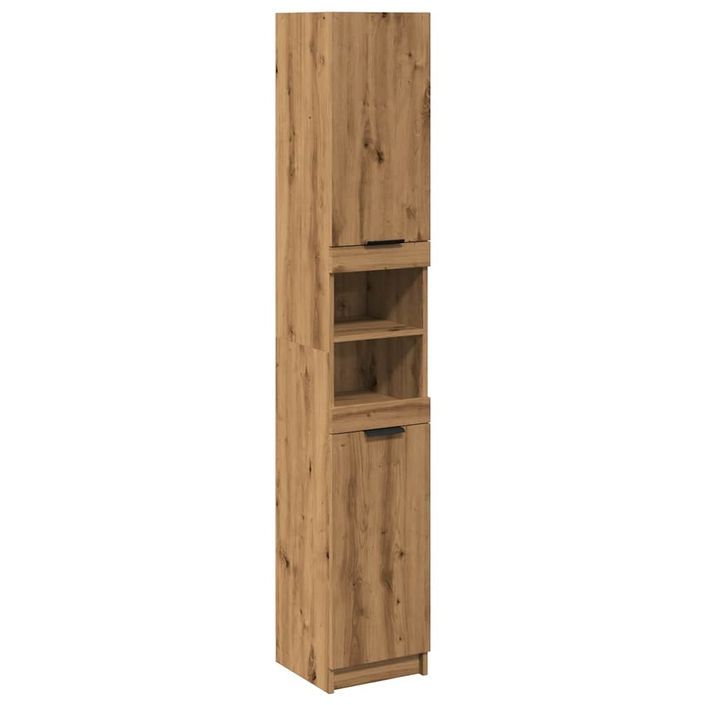 Armoire de bain chêne artisanal 32x34x188,5cm bois d'ingénierie - Photo n°2