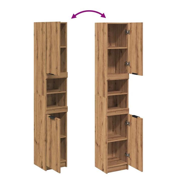 Armoire de bain chêne artisanal 32x34x188,5cm bois d'ingénierie - Photo n°7