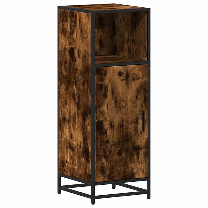 Armoire de bain chêne fumé 35x37,5x100cm bois d'ingénierie - Photo n°2