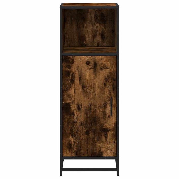 Armoire de bain chêne fumé 35x37,5x100cm bois d'ingénierie - Photo n°5