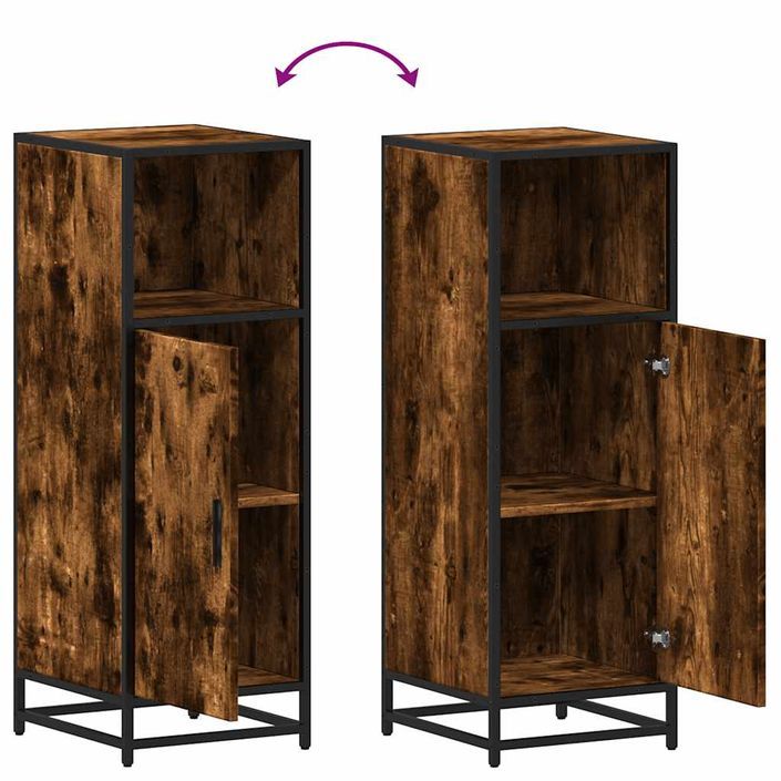 Armoire de bain chêne fumé 35x37,5x100cm bois d'ingénierie - Photo n°9