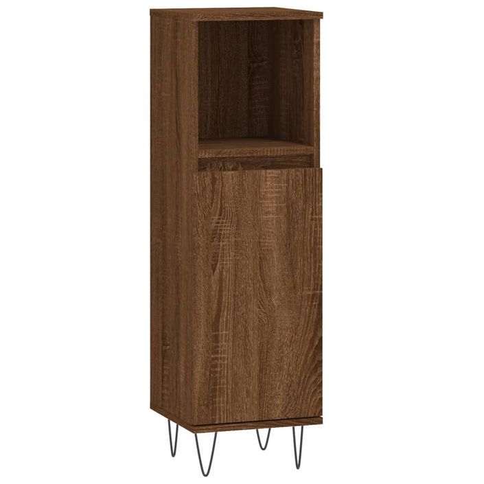 Armoire de bain chêne marron 30x30x100 cm bois d'ingénierie - Photo n°1