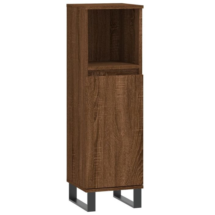 Armoire de bain chêne marron 30x30x100 cm bois d'ingénierie - Photo n°1