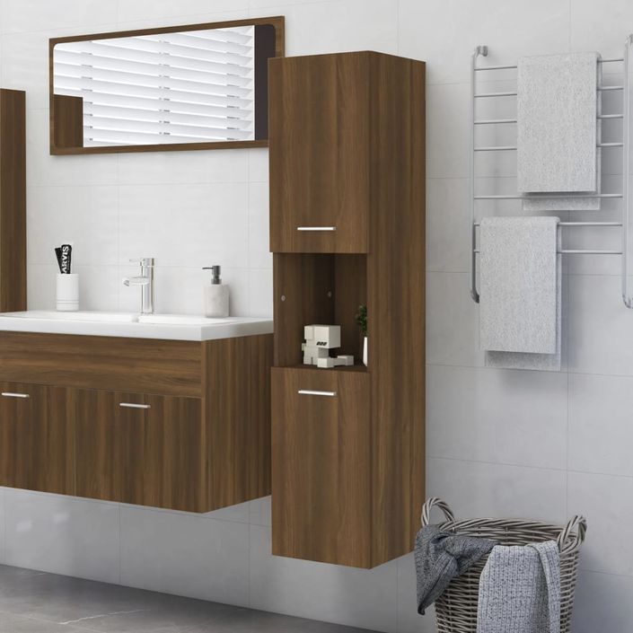 Armoire de bain Chêne marron 30x30x130 cm Bois d'ingénierie - Photo n°1