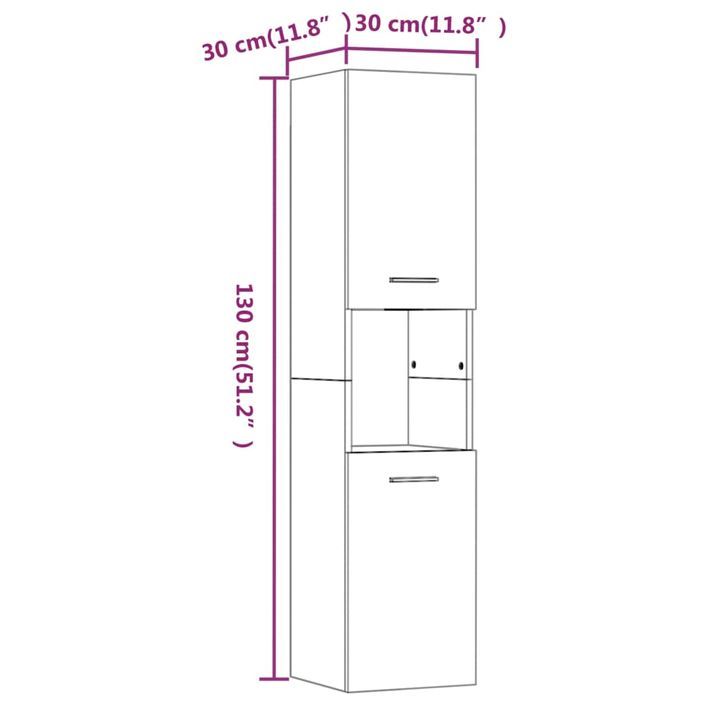 Armoire de bain Chêne marron 30x30x130 cm Bois d'ingénierie - Photo n°10