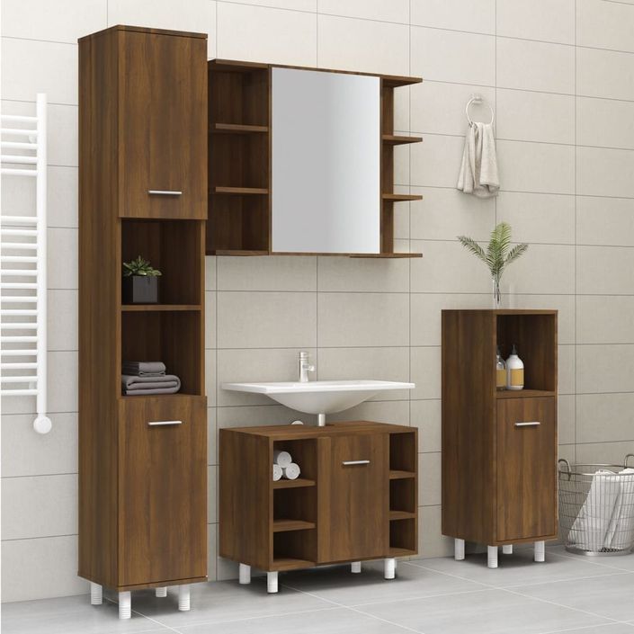 Armoire de bain Chêne marron 30x30x179 cm Bois d'ingénierie - Photo n°3