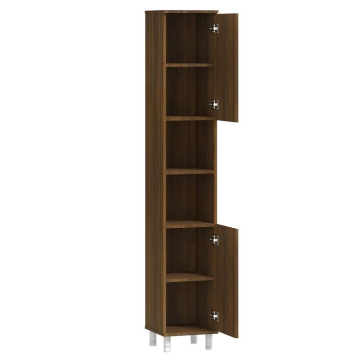 Armoire de bain Chêne marron 30x30x179 cm Bois d'ingénierie - Photo n°8