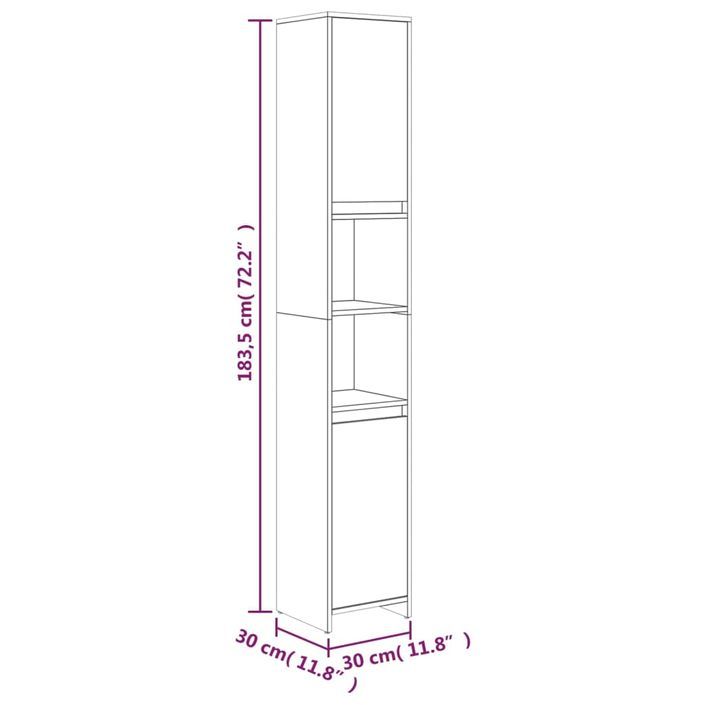 Armoire de bain Chêne marron 30x30x183,5 cm Bois d'ingénierie - Photo n°8