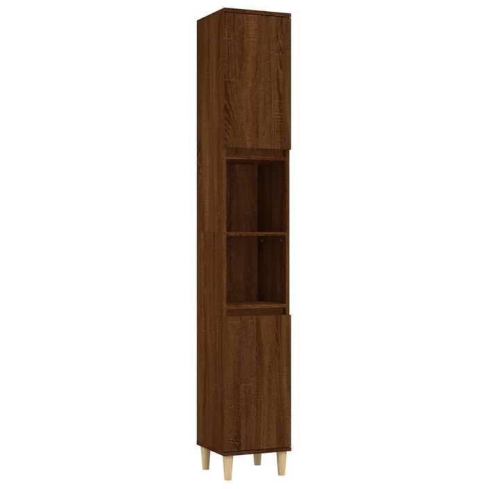 Armoire de bain chêne marron 30x30x190 cm bois d'ingénierie - Photo n°1