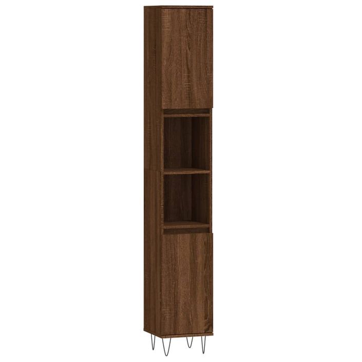 Armoire de bain chêne marron 30x30x190 cm bois d'ingénierie - Photo n°2