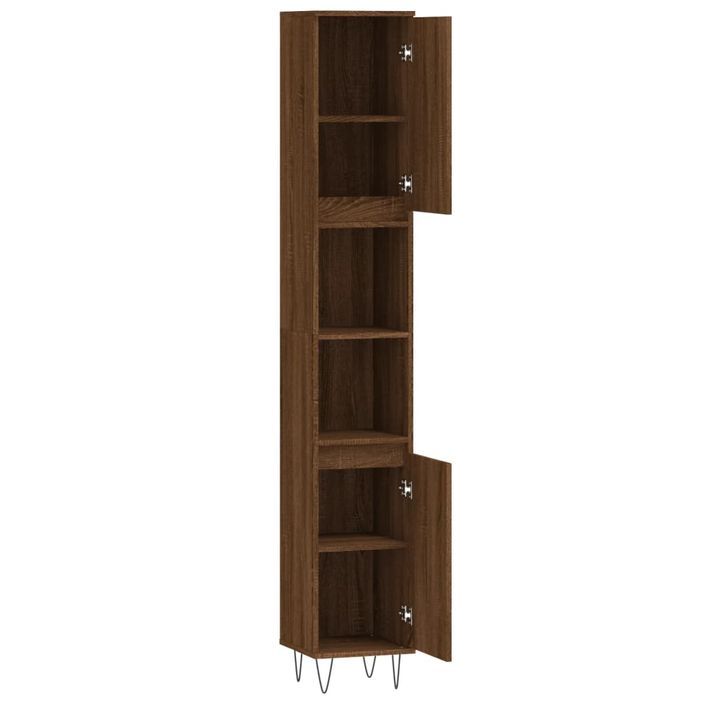 Armoire de bain chêne marron 30x30x190 cm bois d'ingénierie - Photo n°6